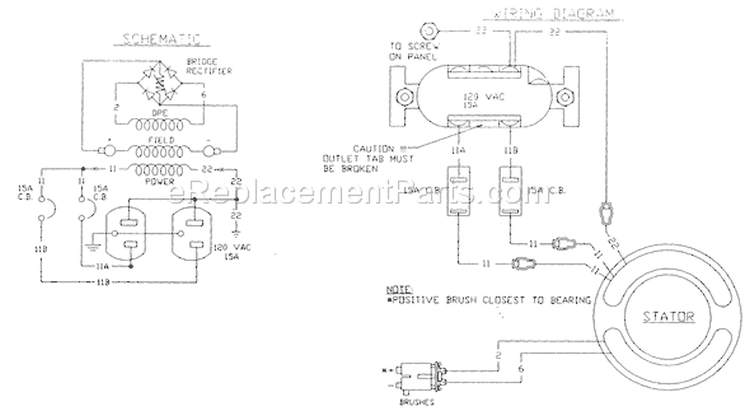 Page C Diagram and Parts List for 1134-0  Briggs and Stratton Generator